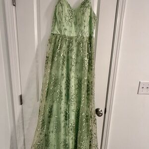 Elegant Green Floral Gown